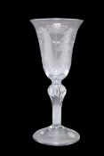 AN ENGRAVED WINE GLASS, CIRCA 1765