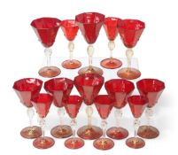 FOURTEEN VENETIAN DRINKING GLASSES