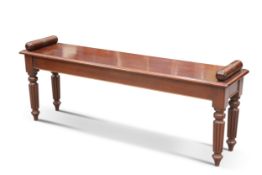 A MAHOGANY WINDOW SEAT, IN 19TH CENTURY STYLE