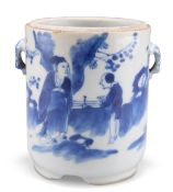 A CHINESE BLUE AND WHITE PORCELAIN CYLINDRICAL JAR