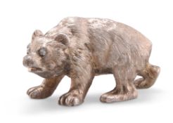 A RUSSIAN CAST SILVER MODEL OF A BEAR