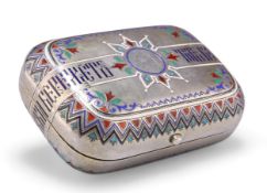 A 19TH CENTURY RUSSIAN SILVER AND ENAMEL SNUFF BOX