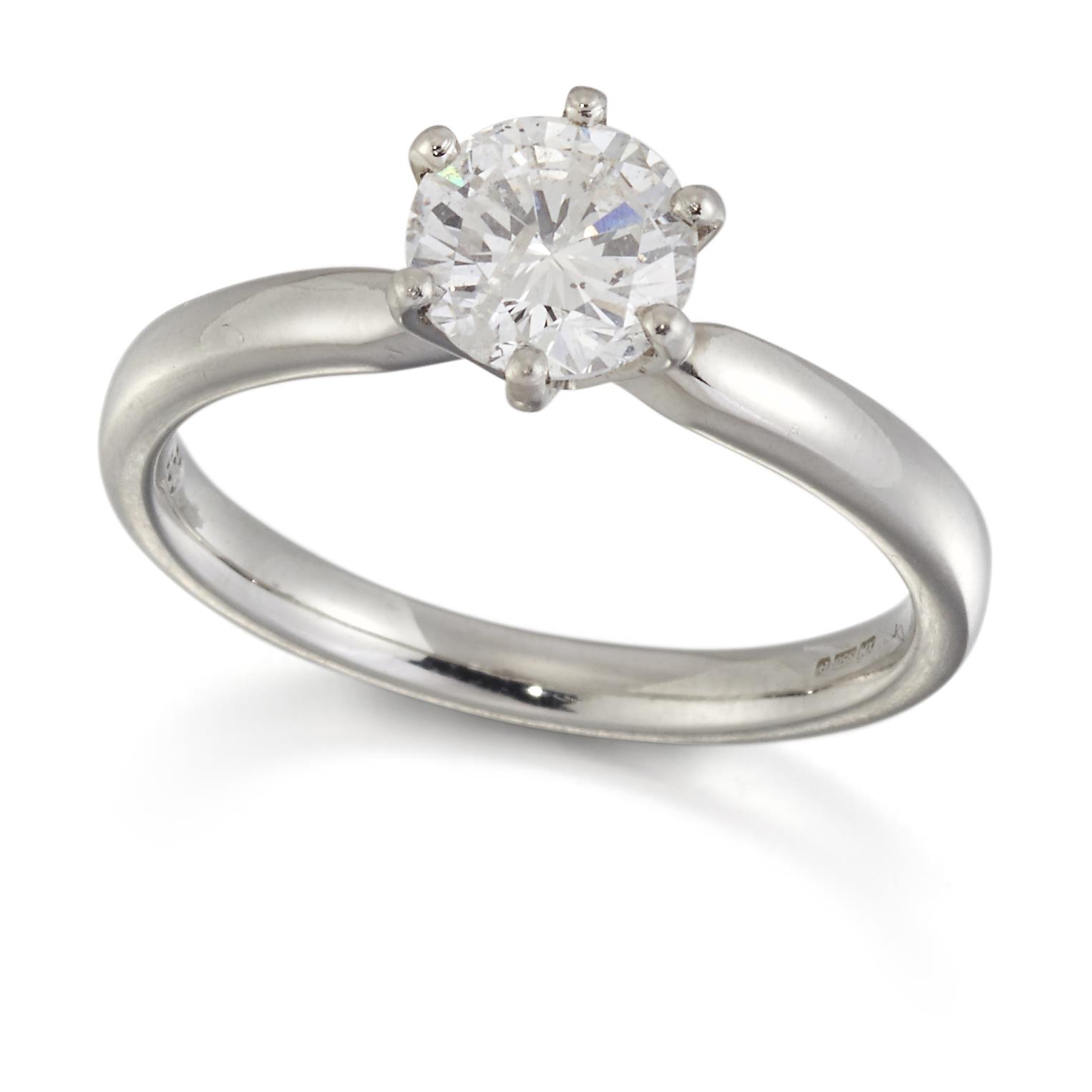 A PLATINUM SOLITAIRE DIAMOND RING