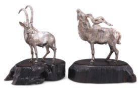 PATRICK MAVROS: A STERLING SILVER KUDU BULL AND SABLE BULL