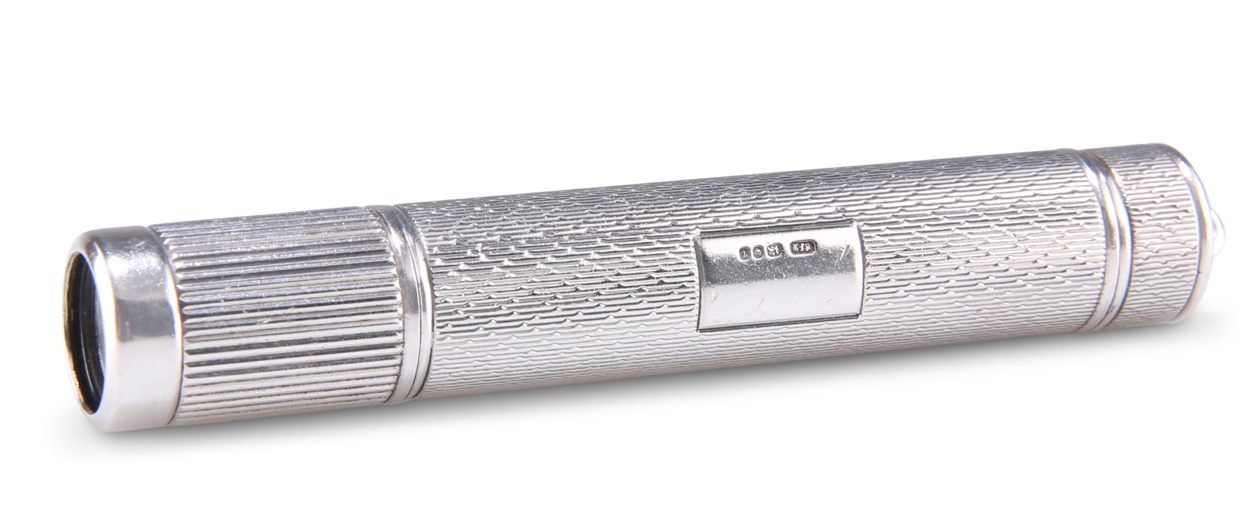 AN ELIZABETH II SILVER PEN TORCH