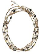 AN EXTENSIVE CULTURED PEARL AND GEMSTONE BEAD NECKLACE