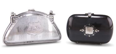 A SILVER PURSE AND A TORTOISESHELL PURSE