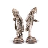 AFTER ANTONIO PANDIANI, A PAIR OF SILVER-PLATED FIGURES