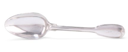 A GEORGE III SILVER DESSERT SPOON