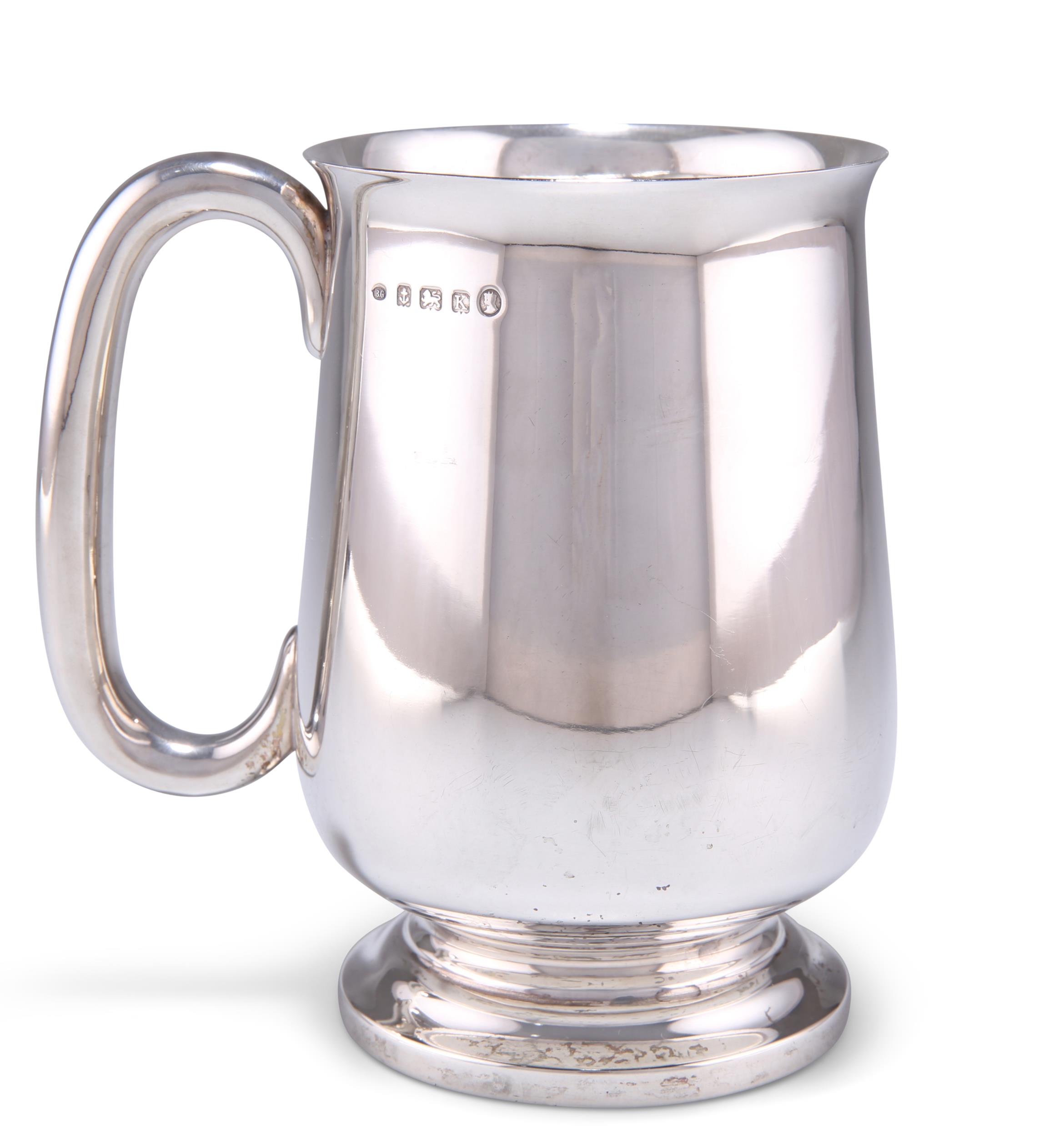 A GEORGE V SILVER PINT MUG