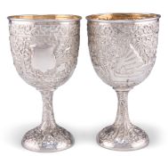 A PAIR OF INDIAN SILVER GOBLETS