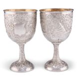 A PAIR OF INDIAN SILVER GOBLETS