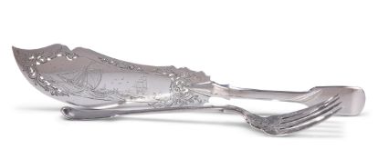 A PAIR OF VICTORIAN SILVER FISH SERVERS