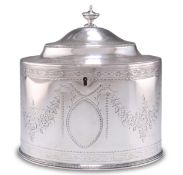 A GEORGE III RARE SILVER TEA CADDY