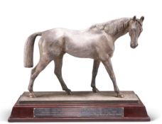 A SILVER-PLATED MODEL OF A STALLION