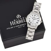 A GENTS STEEL MICHEL HERBELIN BRACELET WATCH