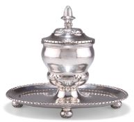 A DANISH SILVER INKWELL