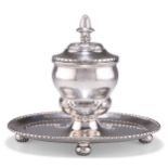 A DANISH SILVER INKWELL