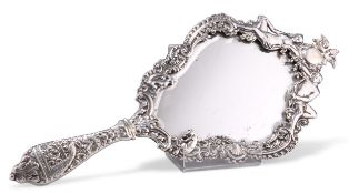 A LATE VICTORIAN SILVER HAND-MIRROR