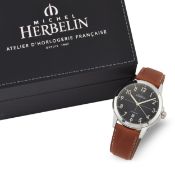 A GENTS STEEL MICHEL HERBELIN AUTOMATIC STRAP WATCH