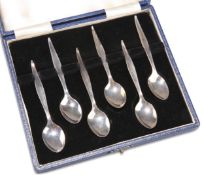 A SET OF SIX ELIZABETH II SILVER COFFEE SPOONS