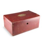 A GEORGE V LARGE RED MOROCCO LEATHER DESPATCH BOX