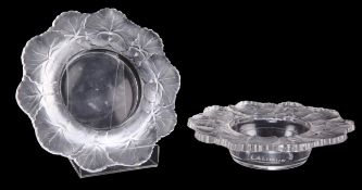 LALIQUE, AN HONFLEUR DISH AND AN HONFLEUR ADVERTISING BOWL