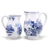 TWO WORCESTER BLUE AND WHITE SPARROW-BEAK JUGS, CIRCA 1770