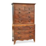 AN EARLY 19TH CENTURY MAHOGANY CHEST ON CHEST