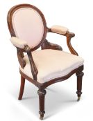 A WILLIAM IV MAHOGANY OPEN ARMCHAIR