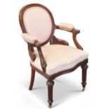 A WILLIAM IV MAHOGANY OPEN ARMCHAIR