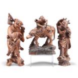 THREE 19TH CENTURY CHINESE WOODEN CARVINGS