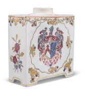 A CHINESE EXPORT-STYLE ARMORIAL TEA CADDY