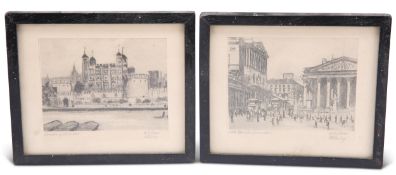 W.E. LAW, "TOWER OF LONDON" AND "THE BANK, LONDON", A PAIR