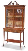 A FINE SHERATON REVIVAL INLAID MAHOGANY VITRINE