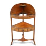 A GEORGE III MAHOGANY CORNER WASHSTAND