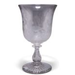 A MAGNIFICENT ENGRAVED CHALICE-FORM GLASS VASE, 19TH CENTURY