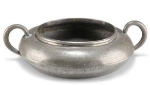 A GEORGE III PEWTER TWO-HANDLED SPITTOON
