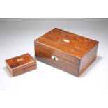 A CASED L. LUMLEY & CO SIKE'S HYDROMETER; AND A 19TH CENTURY MAHOGANY DRESSING TABLE BOX