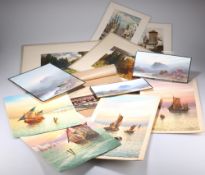A GROUP OF UNFRAMED WATERCOLOUR DRAWINGS