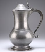 A VERY LARGE PEWTER LIDDED SERVING JUG FOR BEER