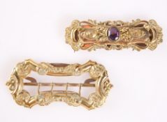 TWO 19TH CENTURY GILT METAL BUCKLES