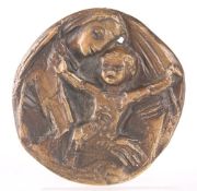 BRONZE MEDALLION OF A MOTHER AND CHILD