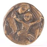 BRONZE MEDALLION OF A MOTHER AND CHILD