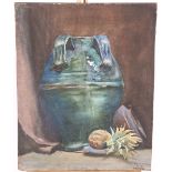 H.D. ROBERTSON, STILL LIFE OF A EWER AND PINEAPPLE