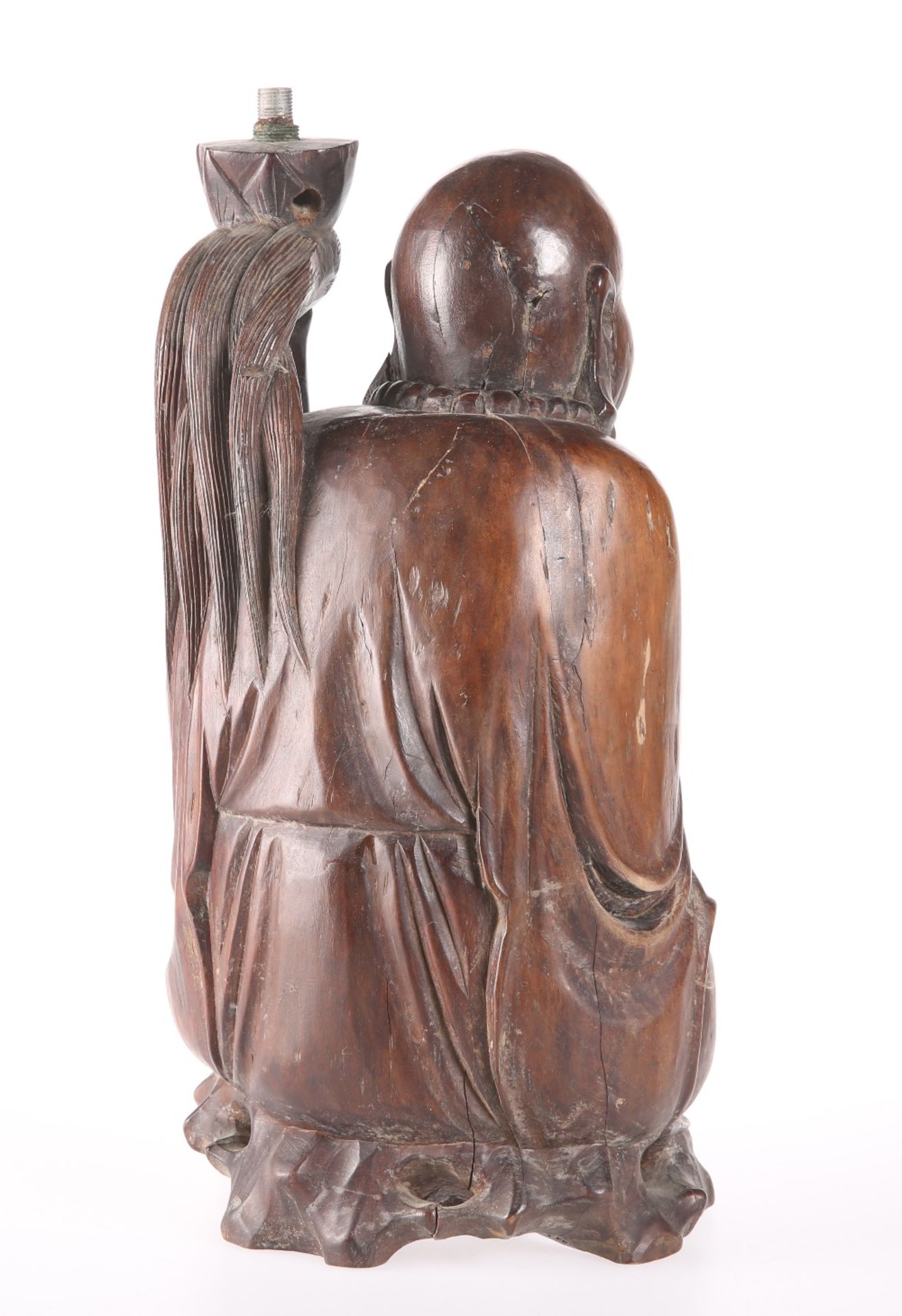 A CHINESE CARVED HARDWOOD FIGURE OF BUDDHA - Bild 2 aus 2