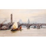 WILLIAM ALISTAIR MACDONALD (1861-1948), BARGES PASSING UNDER WESTMINSTER BRIDGE