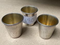 THREE CONTINENTAL SMALL SILVER TOTS