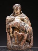 A POLYCHROME CARVED PINE GROUP OF MARY AND THE DYING JESUS