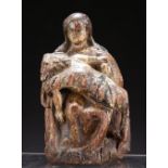 A POLYCHROME CARVED PINE GROUP OF MARY AND THE DYING JESUS